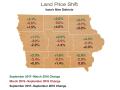 Land Price Shift in Iowaâ€™s Nine Districts, Image by Realtors Land Institute, Iowa Chapter